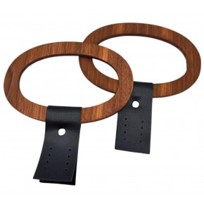 Çanta Aksesuar Oval Derili  Ahşap Çanta Sapı Koyu Renk