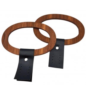 Çanta Aksesuar Oval Derili  Ahşap Çanta Sapı Koyu Renk