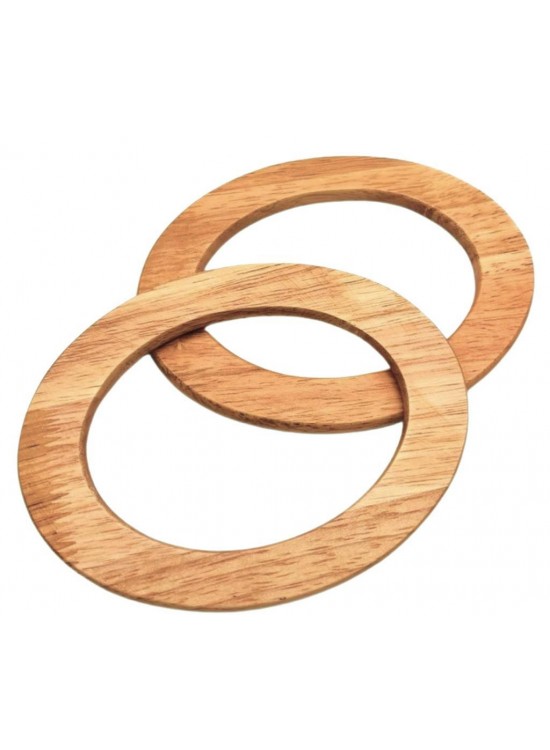 Çanta Aksesuar Oval Model 15x11 cm Ham Renk Ahşap Çanta Sapı