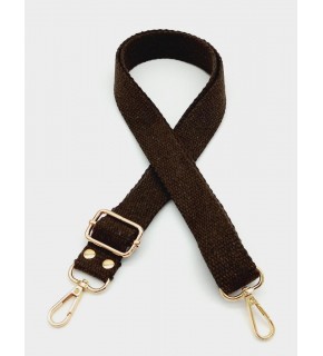 Çanta Aksesuar Pamuklu Kolon 120X3 Cm Kahverengi Light Gold Metalli