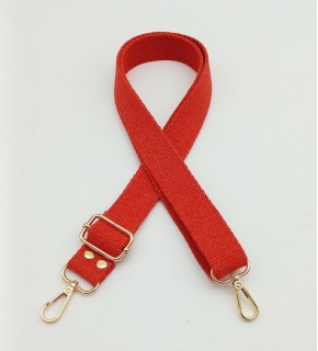 Çanta Aksesuar Pamuklu Kolon 120X3 Cm Kırmızı Light Gold Metalli