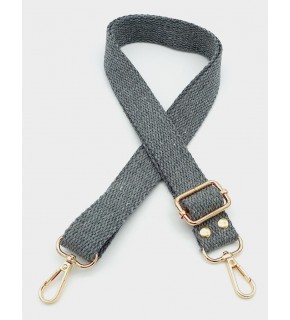Çanta Aksesuar Pamuklu Kolon 120X3 Cm Koyu Gri Light Gold Metalli