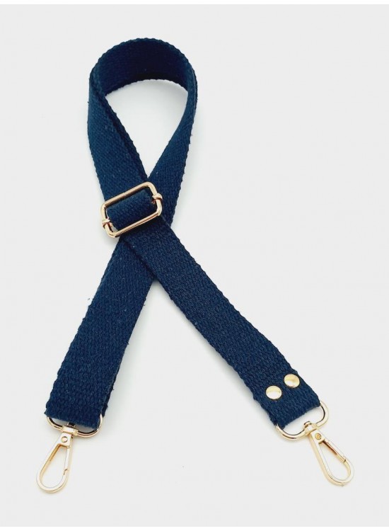 Çanta Aksesuar Pamuklu Kolon 120X3 Cm Lacivert Light Gold Metalli