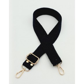 Çanta Aksesuar Pamuklu Kolon 120X3 Cm Siyah Light Gold Metalli