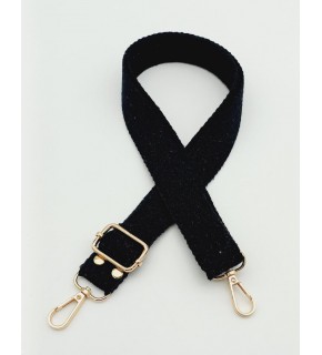 Çanta Aksesuar Pamuklu Kolon 120X3 Cm Siyah Light Gold Metalli