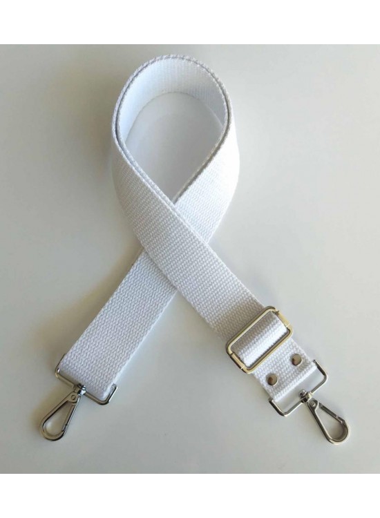 Çanta Aksesuar Pamuklu Kolon 120X4 Cm Gümüş Metal Beyaz