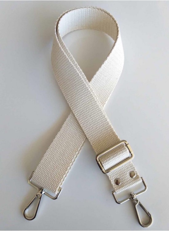 Çanta Aksesuar Pamuklu Kolon 120X4 Cm Gümüş Metal Krem Renk