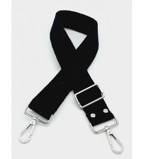 Çanta Aksesuar Pamuklu Kolon 120X4 Cm Gümüş Metal Siyah