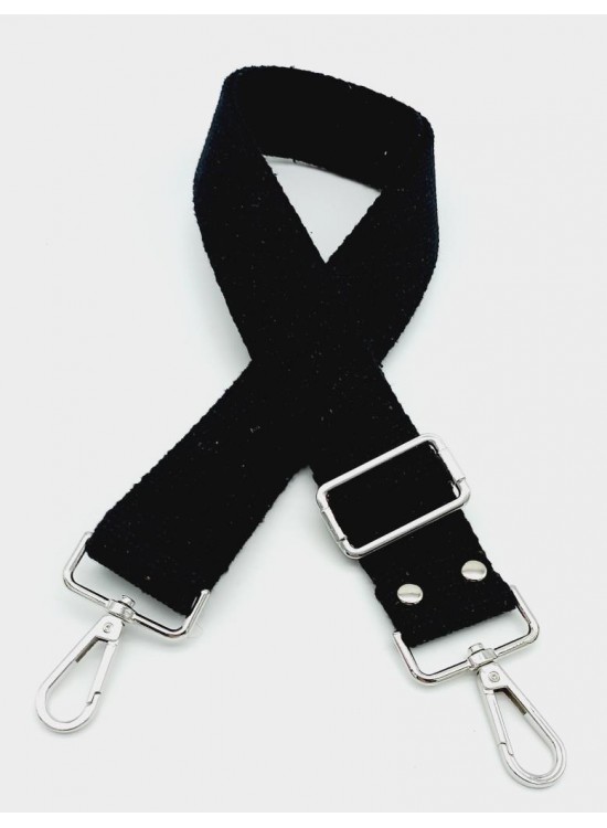 Çanta Aksesuar Pamuklu Kolon 120X4 Cm Gümüş Metal Siyah