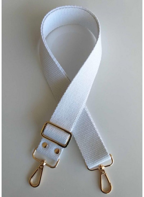 Çanta Aksesuar Pamuklu Kolon 120X4 Cm Light Gold Metal Beyaz