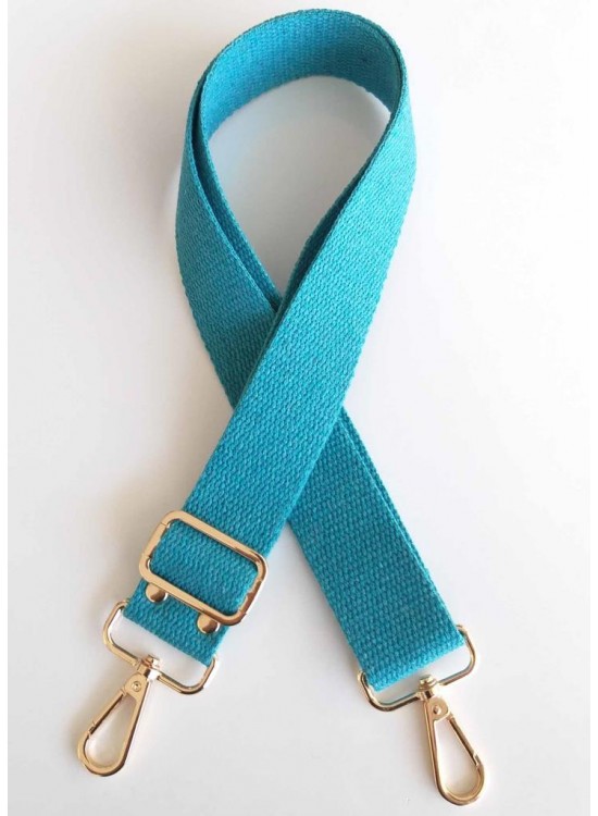 Çanta Aksesuar Pamuklu Kolon 120X4 Cm Light Gold Metal Turkuaz