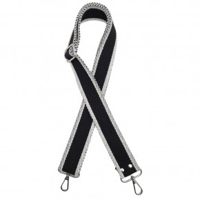 Çanta Aksesuar Pamuklu Kolon 120x4 cm Siyah Beyaz Renk Gümüş Metalli