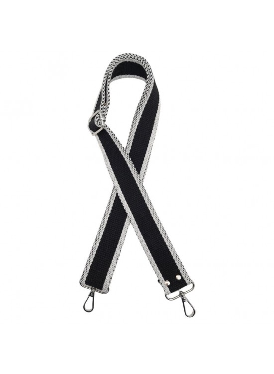 Çanta Aksesuar Pamuklu Kolon 120x4 cm Siyah Beyaz Renk Gümüş Metalli Çanta Aksesuar Pamuklu Kolon 120x4 cm Siyah Beyaz Renk Gümüş Metalli