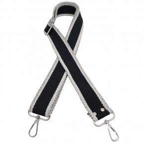 Çanta Aksesuar Pamuklu Kolon 120x4 cm Siyah Beyaz Renk Gümüş Metalli