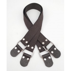 Çanta Aksesuar Pamuklu Kolon 57X3 Cm Derili Kahverengi Çanta Sapı Gümüş Metalli