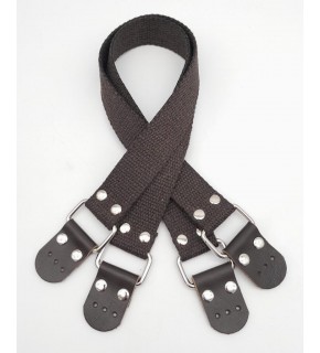 Çanta Aksesuar Pamuklu Kolon 57X3 Cm Derili Kahverengi Çanta Sapı Gümüş Metalli