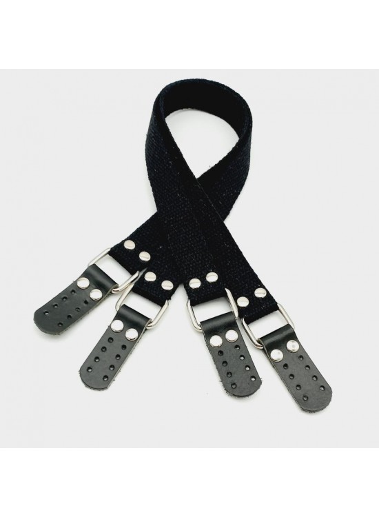 Çanta Aksesuar Pamuklu Kolon 57X3 Cm Derili Siyah Renk Çanta Sapı Gümüş Metalli