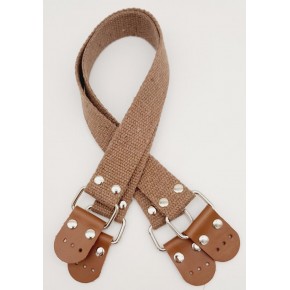 Çanta Aksesuar Pamuklu Kolon 57X3 Cm Derili Vizon Renk Çanta Sapı Gümüş Metalli