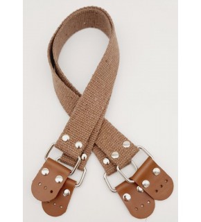 Çanta Aksesuar Pamuklu Kolon 57X3 Cm Derili Vizon Renk Çanta Sapı Gümüş Metalli