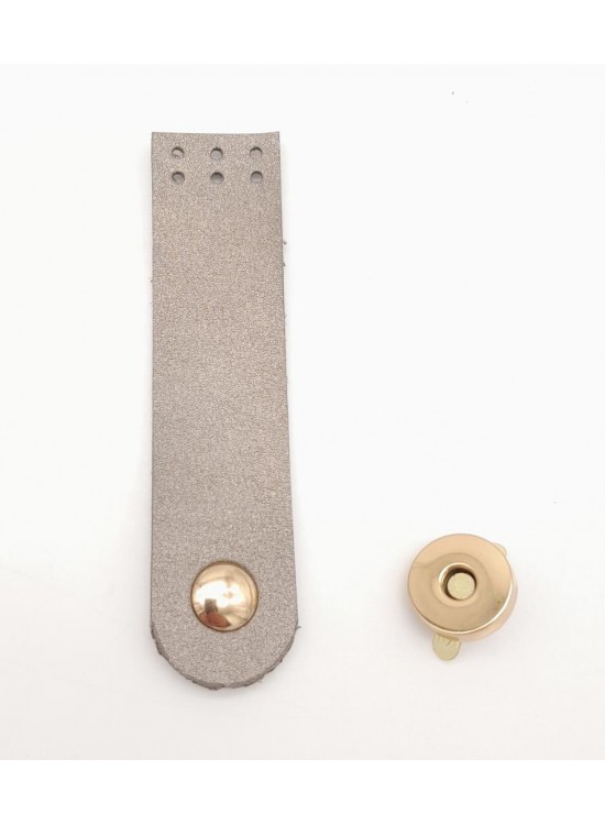 Çanta Aksesuar Parlak Gri Renk Tek Kat Suni Deri Kapak 10.5x2.5 cm Light Gold Metal