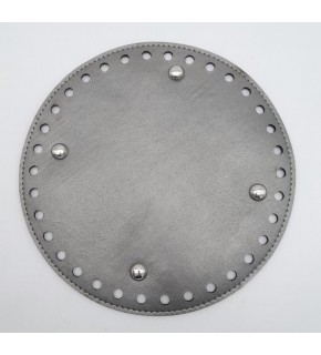 Çanta Aksesuar Parlak Gri Suni Deri 20 cm Yuvarlak Çanta Tabanı Gümüş Metalli