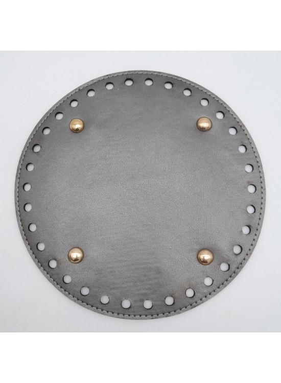 Çanta Aksesuar Parlak Gri Suni Deri 20 cm Yuvarlak Çanta Tabanı Light Gold Metalli