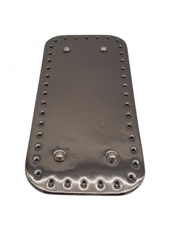 Çanta Aksesuar Parlak Rugan Deri 25x12 cm Dikdörtgen Çanta Tabanı Antrasit Renk Gümüş Metalli