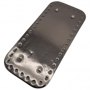 Çanta Aksesuar Parlak Rugan Deri 25x12 cm Dikdörtgen Çanta Tabanı Antrasit Renk Gümüş Metalli