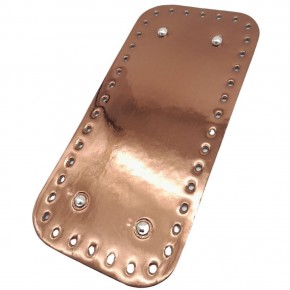 Çanta Aksesuar Parlak Rugan Deri 25x12 cm Dikdörtgen Çanta Tabanı Bakır Renk Gümüş Metalli