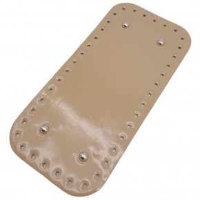 Çanta Aksesuar Parlak Rugan Deri 25x12 cm Dikdörtgen Çanta Tabanı Bej Renk Gümüş Metalli