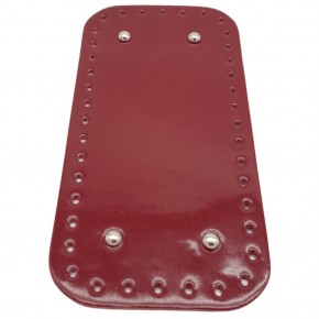 Çanta Aksesuar Parlak Rugan Deri 25x12 cm Dikdörtgen Çanta Tabanı Bordo Renk Gümüş Metalli