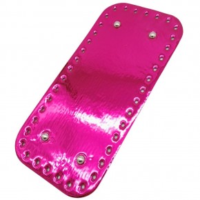 Çanta Aksesuar Parlak Rugan Deri 25x12 cm Dikdörtgen Çanta Tabanı Fuşya Renk Gümüş Metalli