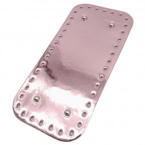 Çanta Aksesuar Parlak Rugan Deri 25x12 cm Dikdörtgen Çanta Tabanı Pudra Renk Gümüş Metalli