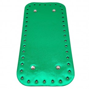 Çanta Aksesuar Parlak Rugan Deri 25x12 cm Dikdörtgen Çanta Tabanı Yeşil Renk Gümüş Metalli
