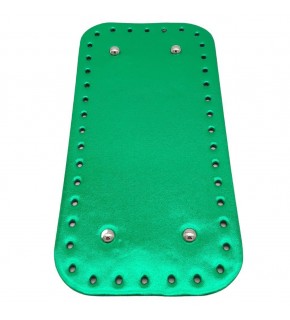Çanta Aksesuar Parlak Rugan Deri 25x12 cm Dikdörtgen Çanta Tabanı Yeşil Renk Gümüş Metalli