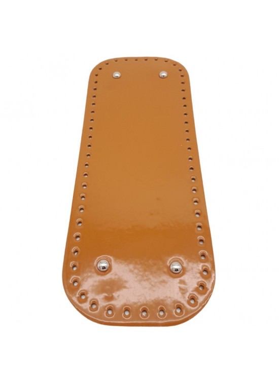 Çanta Aksesuar Parlak Rugan Deri 32x12 cm Dikdörtgen Çanta Tabanı Açık Taba Renk Gümüş Metalli