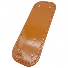 Çanta Aksesuar Parlak Rugan Deri 32x12 cm Dikdörtgen Çanta Tabanı Açık Taba Renk Gümüş Metalli