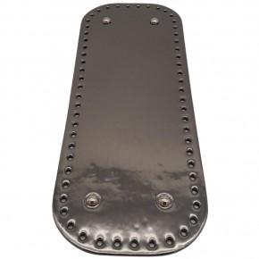 Çanta Aksesuar Parlak Rugan Deri 32x12 cm Dikdörtgen Çanta Tabanı Antrasit Renk Gümüş Metalli