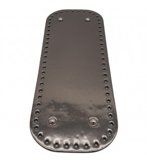 Çanta Aksesuar Parlak Rugan Deri 32x12 cm Dikdörtgen Çanta Tabanı Antrasit Renk Gümüş Metalli