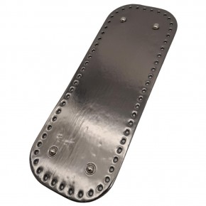 Çanta Aksesuar Parlak Rugan Deri 32x12 cm Dikdörtgen Çanta Tabanı Antrasit Renk Gümüş Metalli