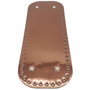 Çanta Aksesuar Parlak Rugan Deri 32x12 cm Dikdörtgen Çanta Tabanı Bakır Renk Gümüş Metalli