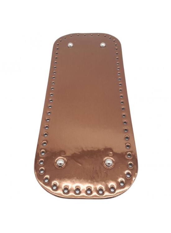 Çanta Aksesuar Parlak Rugan Deri 32x12 cm Dikdörtgen Çanta Tabanı Bakır Renk Gümüş Metalli