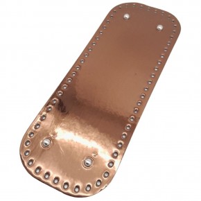 Çanta Aksesuar Parlak Rugan Deri 32x12 cm Dikdörtgen Çanta Tabanı Bakır Renk Gümüş Metalli