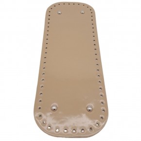 Çanta Aksesuar Parlak Rugan Deri 32x12 cm Dikdörtgen Çanta Tabanı Bej Renk Gümüş Metalli