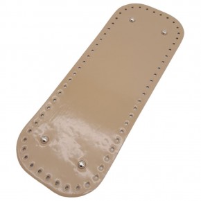 Çanta Aksesuar Parlak Rugan Deri 32x12 cm Dikdörtgen Çanta Tabanı Bej Renk Gümüş Metalli