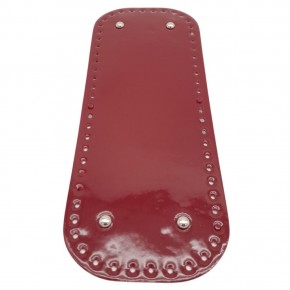 Çanta Aksesuar Parlak Rugan Deri 32x12 cm Dikdörtgen Çanta Tabanı Bordo Renk Gümüş Metalli