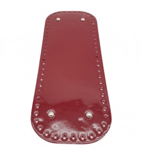 Çanta Aksesuar Parlak Rugan Deri 32x12 cm Dikdörtgen Çanta Tabanı Bordo Renk Gümüş Metalli