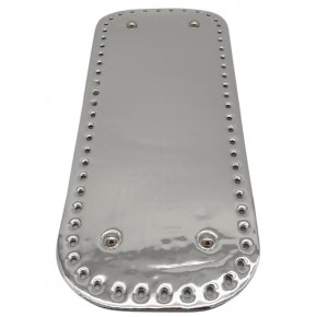 Çanta Aksesuar Parlak Rugan Deri 32x12 cm Dikdörtgen Çanta Tabanı Gri Renk Gümüş Metalli