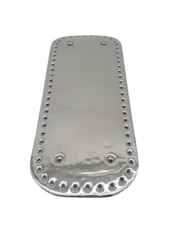 Çanta Aksesuar Parlak Rugan Deri 32x12 cm Dikdörtgen Çanta Tabanı Gri Renk Gümüş Metalli