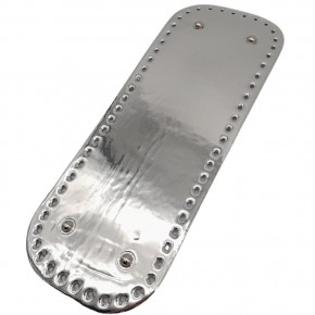 Çanta Aksesuar Parlak Rugan Deri 32x12 cm Dikdörtgen Çanta Tabanı Gri Renk Gümüş Metalli